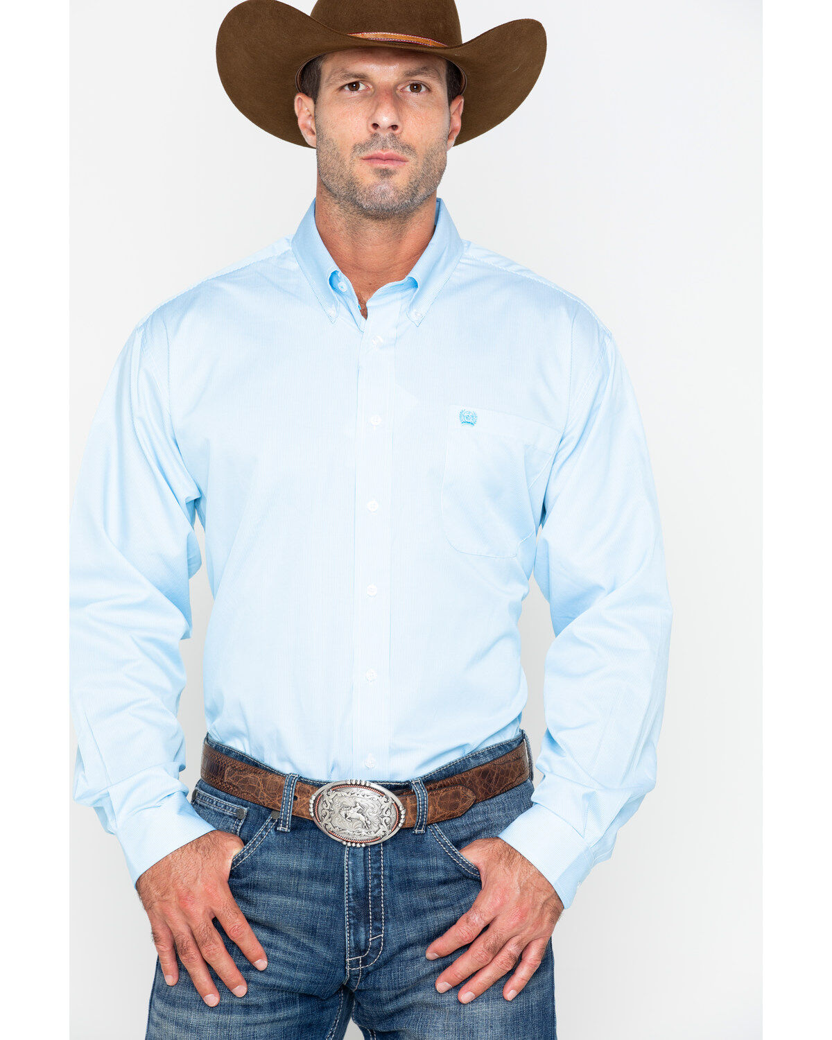 Men's Cinch Tencel Mini Striped Long Sleeve Button-Down Western Shirt