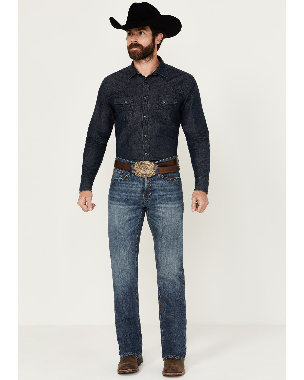 Men's Cody James Wolfstooth Medium Wash Slim Bootcut Stretch Denim Jea