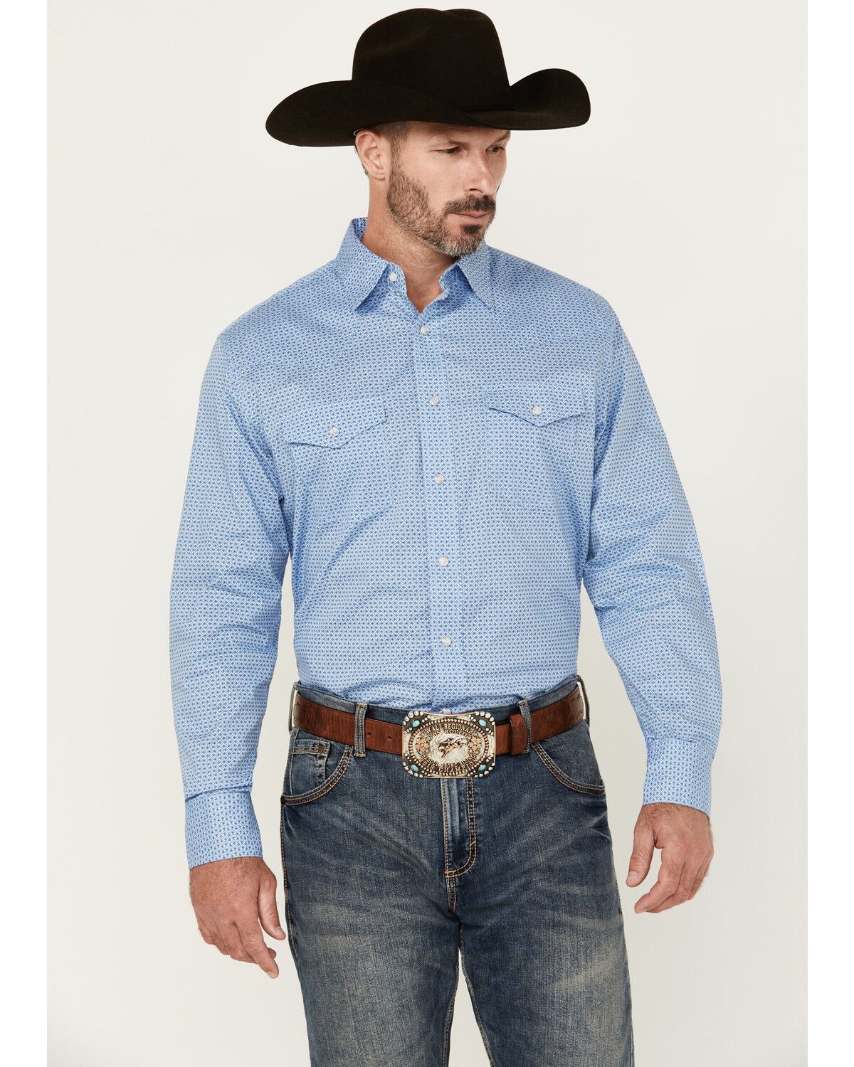 Men's Wrangler 20X Geo Print Long Sleeve Snap Stretch Western Shirt