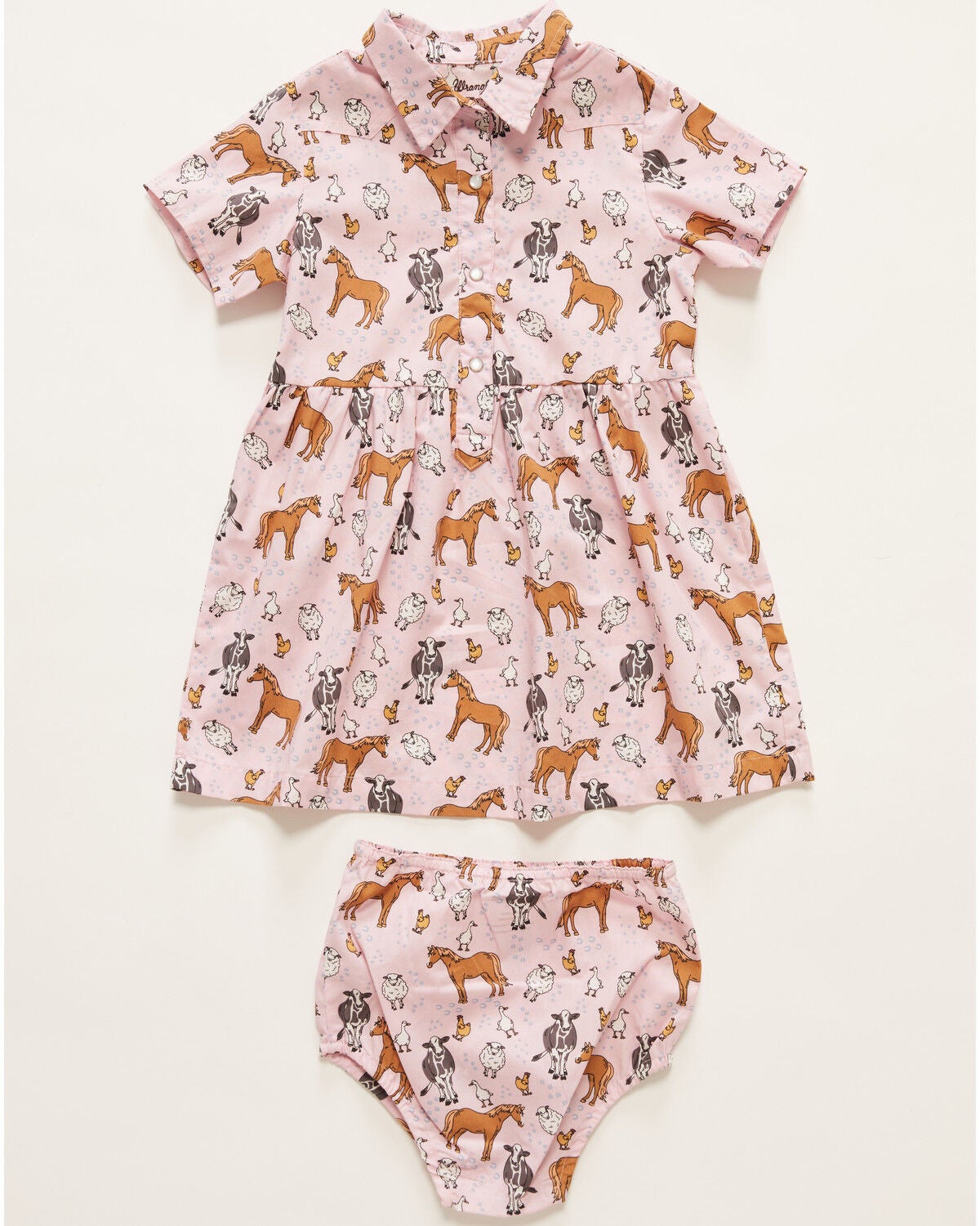 Girls' Wrangler Toddler Farm Animal Print Short Sleeve Snap Dress