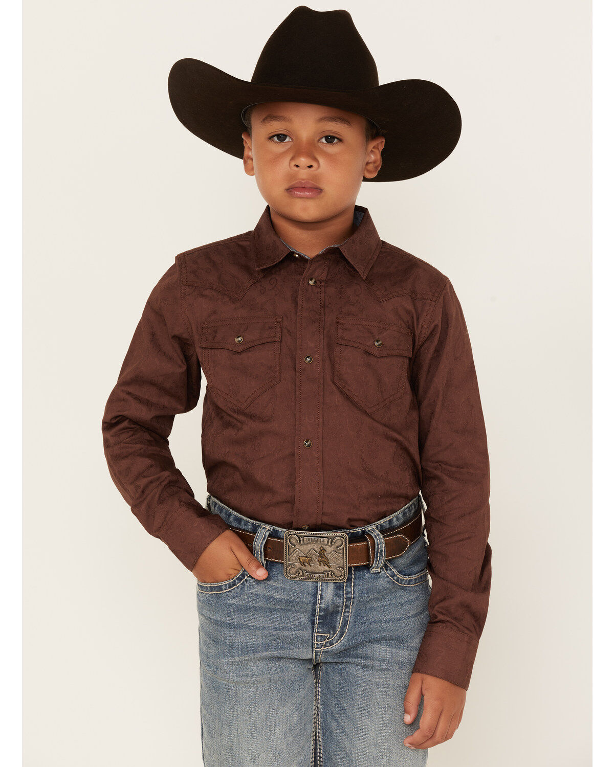 Boys' Cody James Paisley Jacquard Long Sleeve Snap Western Shirt
