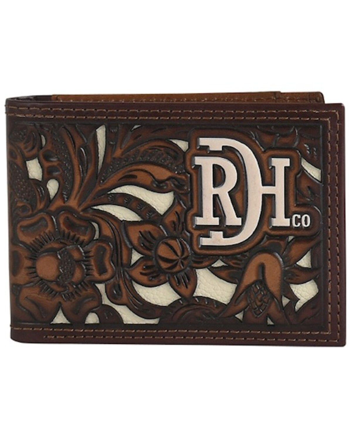 Men's Red Dirt Hat Tooled Inlay Bifold Wallet