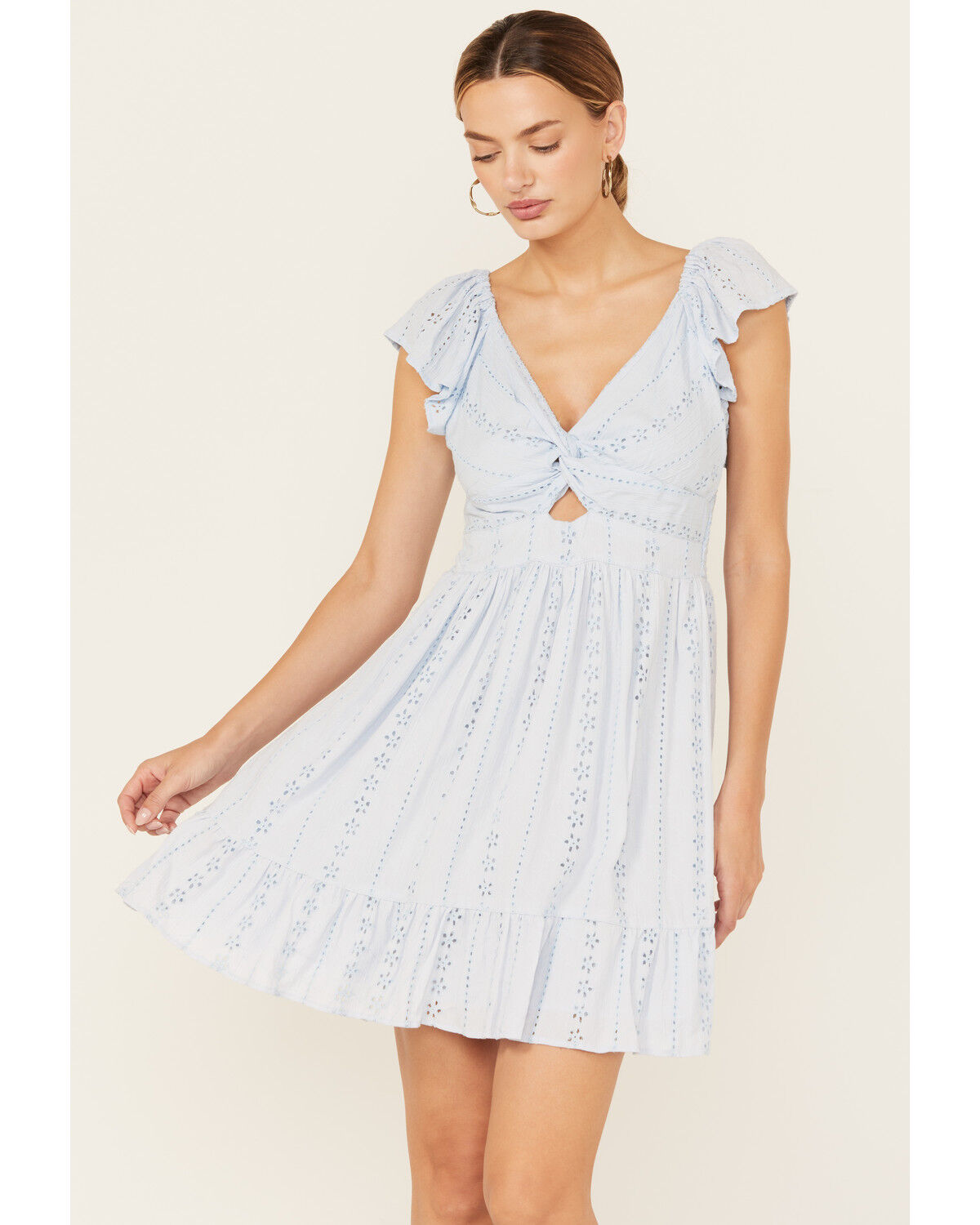 Women's Angie Eyelet Knot Front Mini Dress