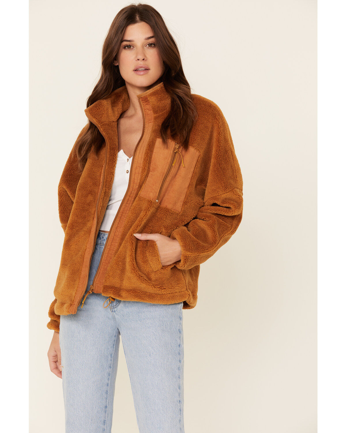 Women's Very J Sherpa Lined Corduroy Zip-Front Jacket