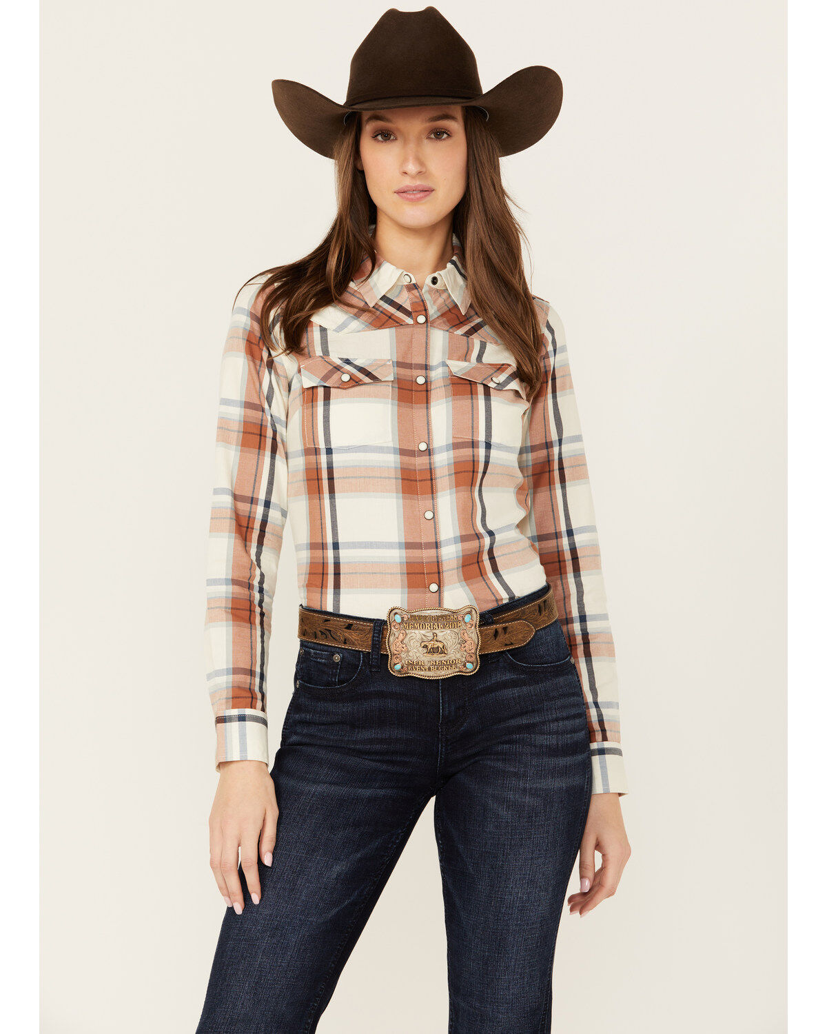 Women's Shyanne Lander Plaid Print Long Sleeve Snap Western Shirt