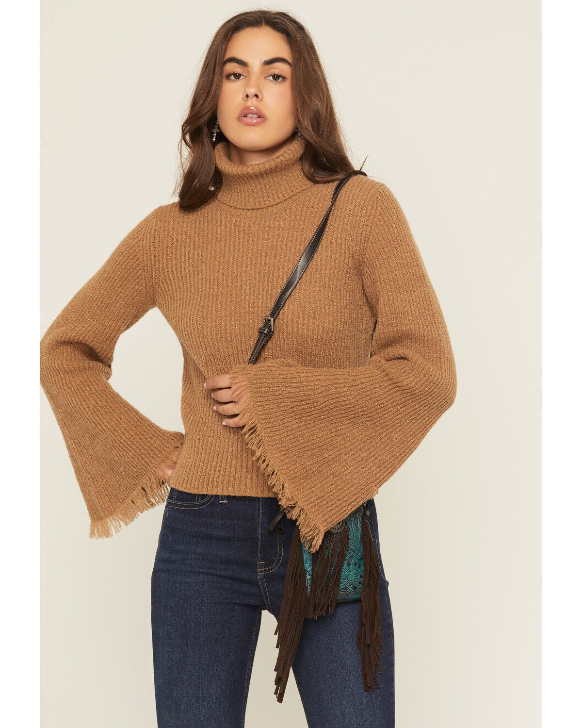 Women's Shyanne Ivy Tooled Fringe Cell Phone Crossbody Bag