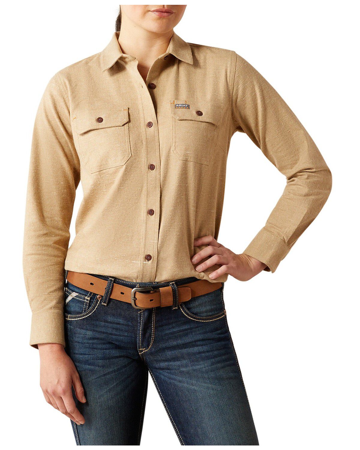 Women's Ariat Rebar Tunic Long Sleeve Button-Down Flannel Work Shirt