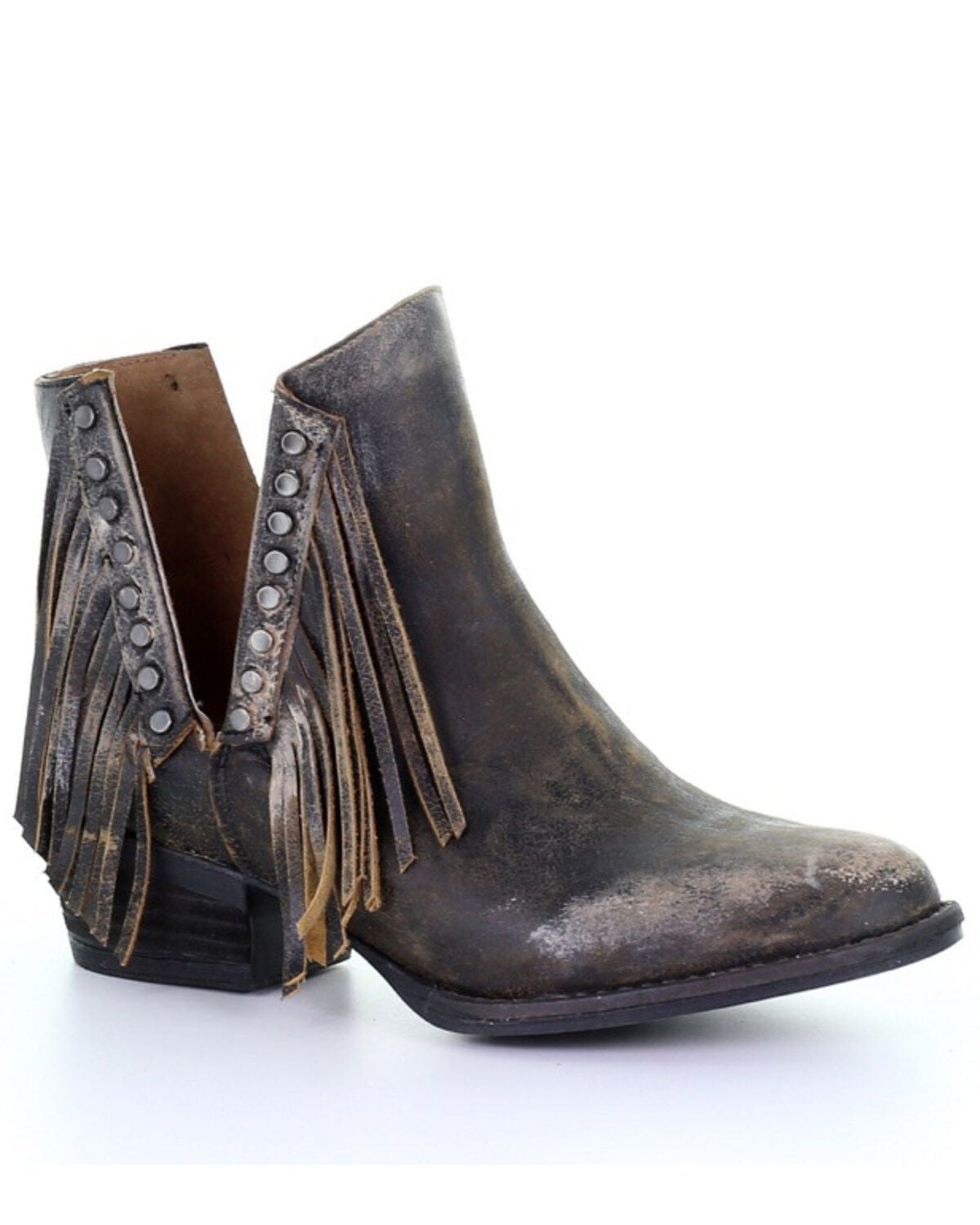 Women's Circle G Studded Fringe Fashion Booties - Round Toe