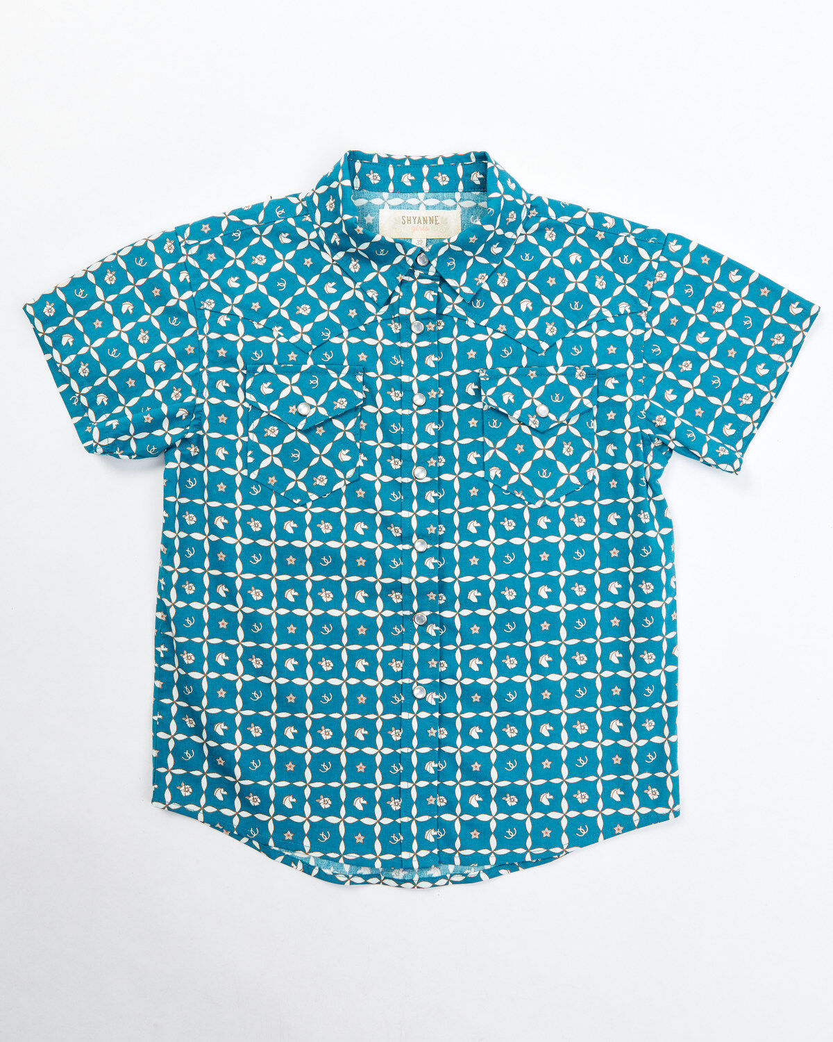 Girls' Shyanne Toddler Rodeo Print Short Sleeve Pearl Snap Shirt