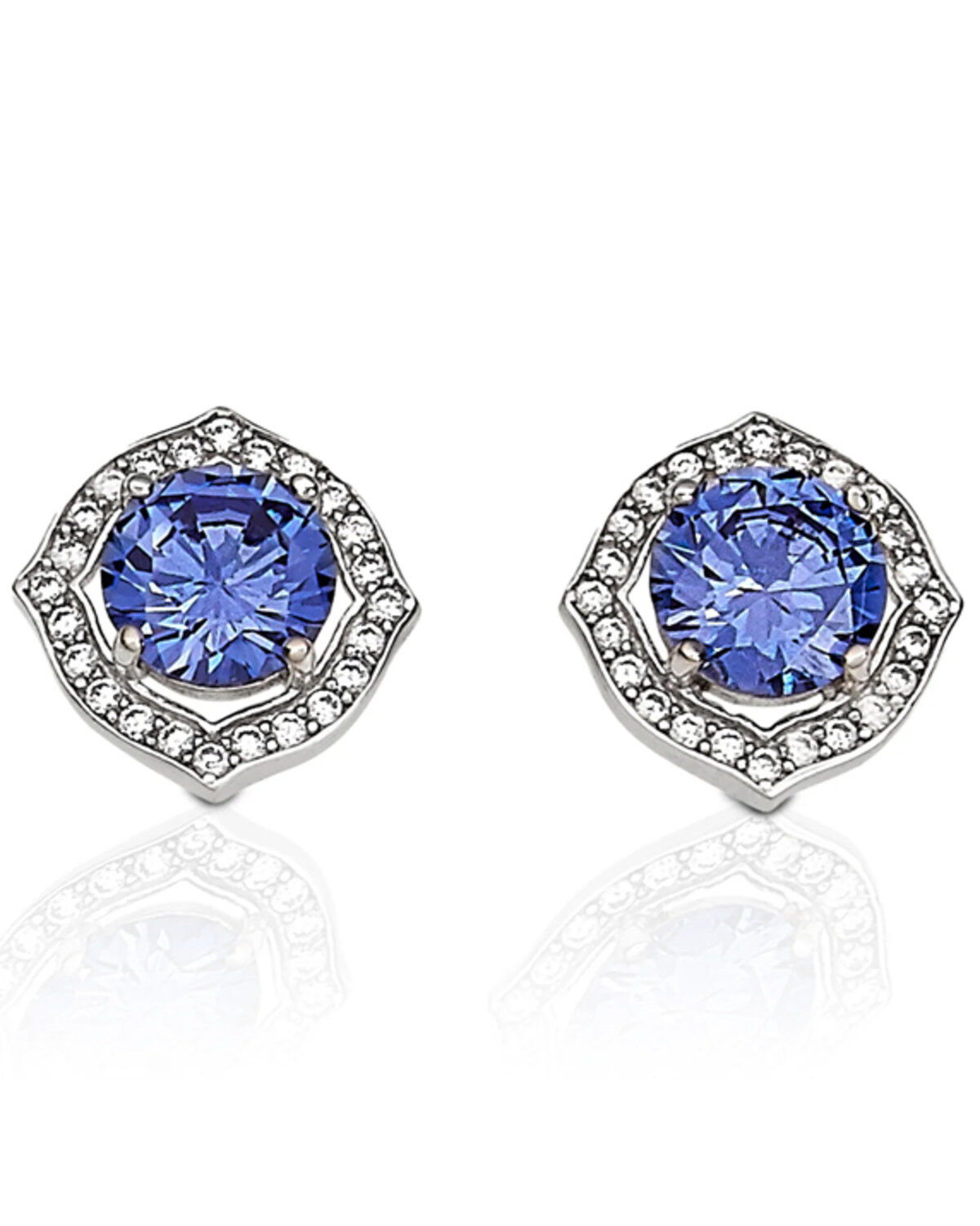 Women's Kelly Herd Blue Square Bezel Set Earrings