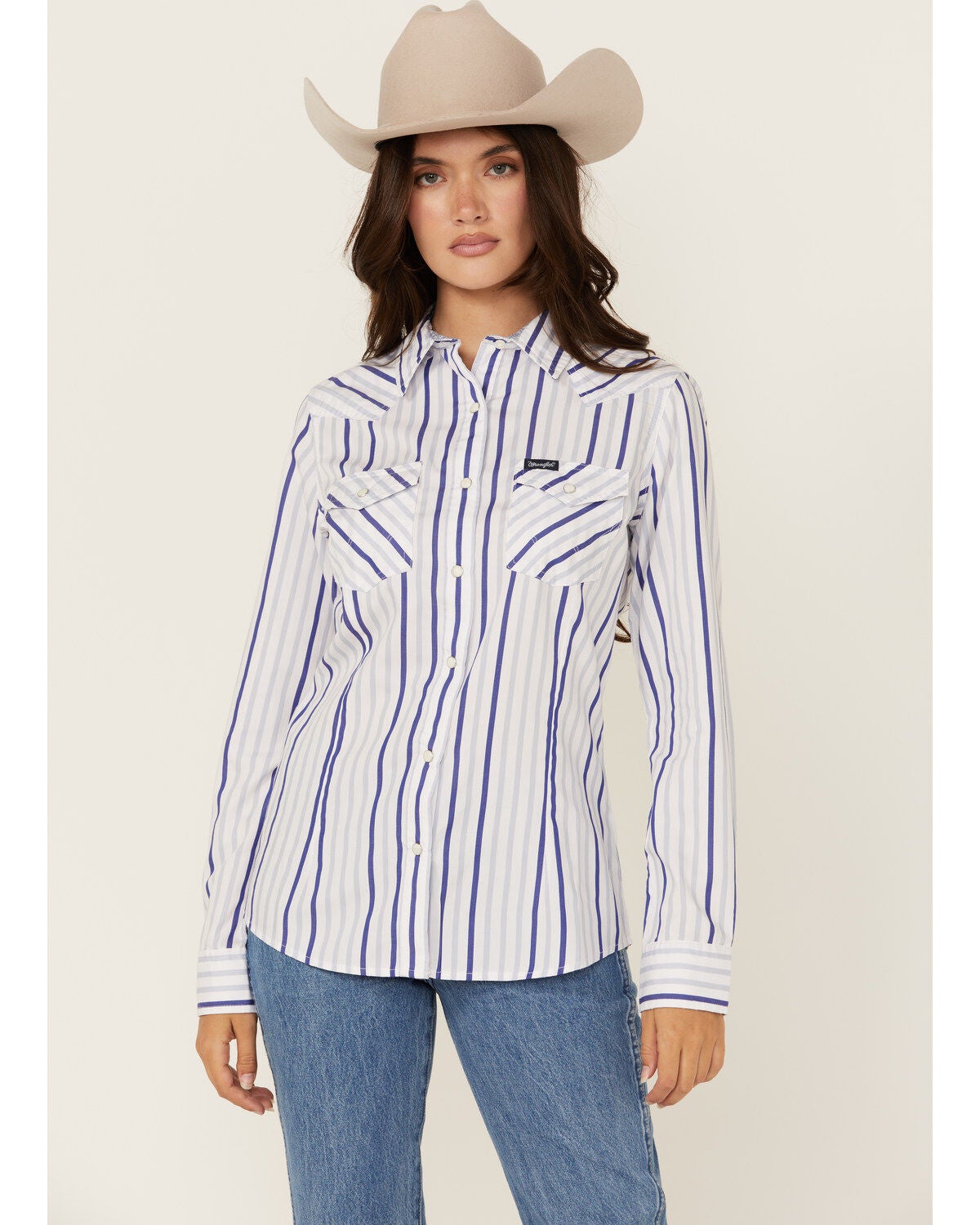 Women's Wrangler Retro Striped Print Long Sleeve Snap Western Shirt