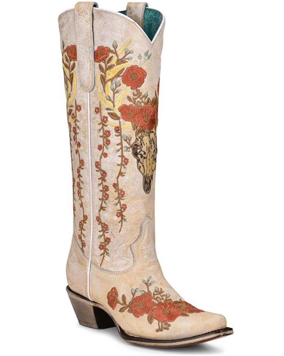 Women's Corral Floral & Deer Embroidered Western Boots - Snip Toe