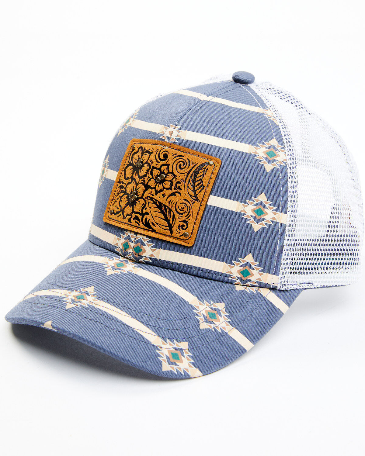 Women's Shyanne Leather Patch Pony Hole Mesh Ball Cap