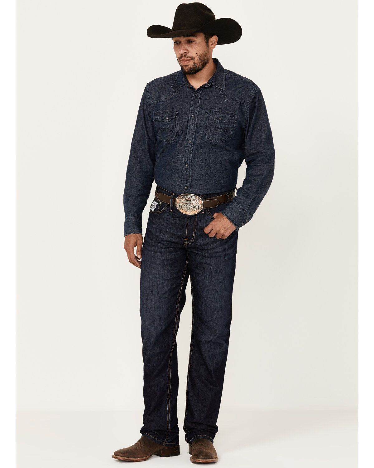 Men's Cinch White Label Dark Wash Relaxed Straight Rigid Denim Jeans