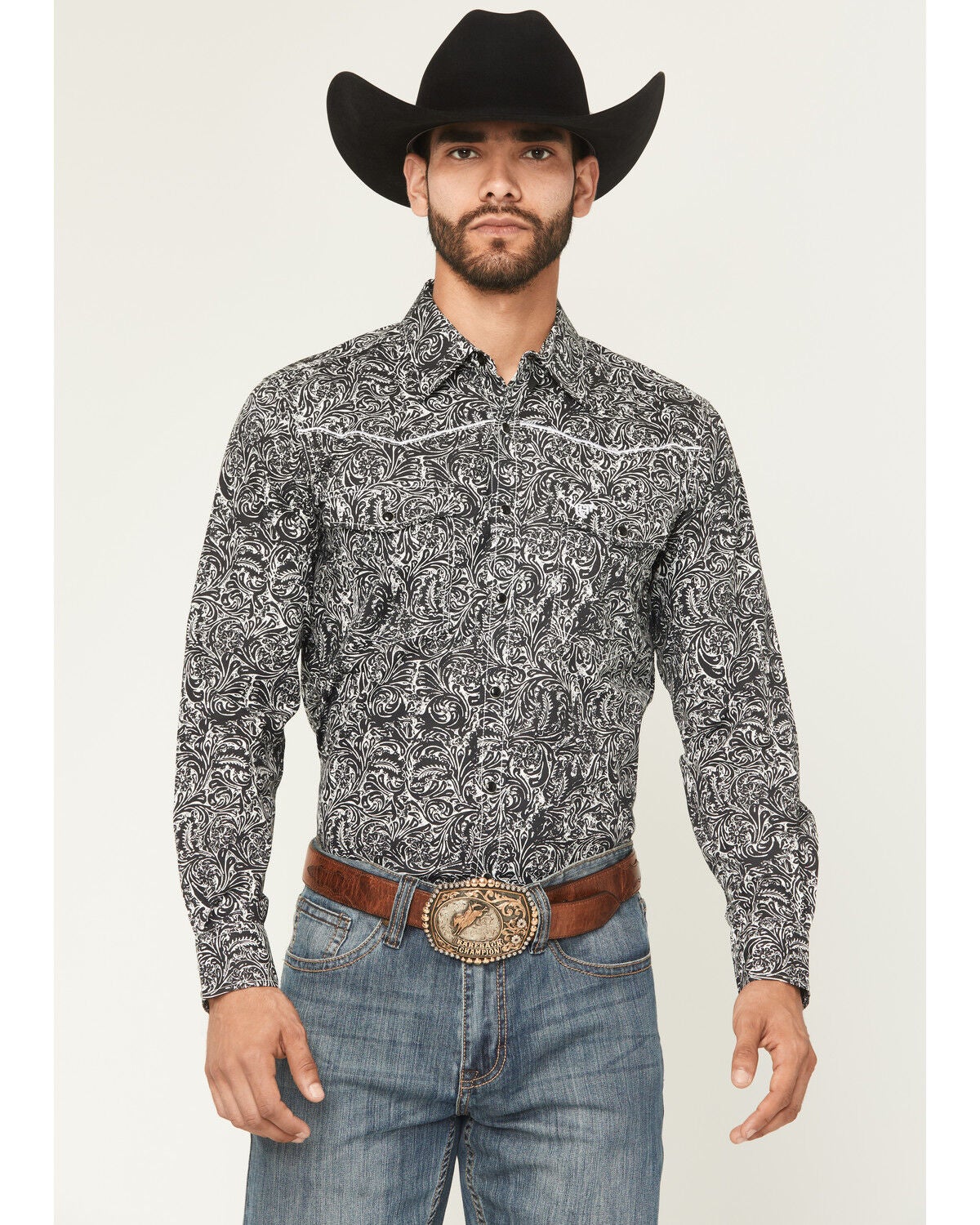 Men's Cowboy Hardware Paisley Print Long Sleeve Snap Stretch Western S