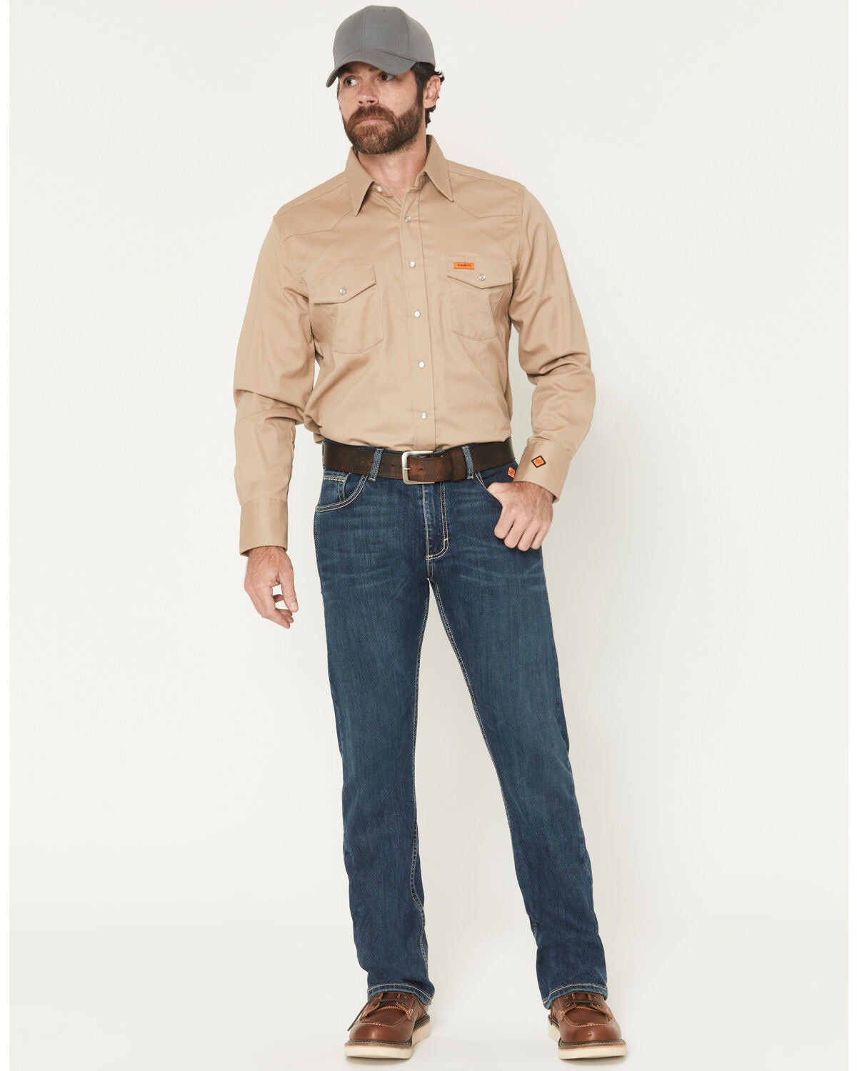 Men's Wrangler FR Medium Wash Slim Bootcut Stretch Denim Jeans