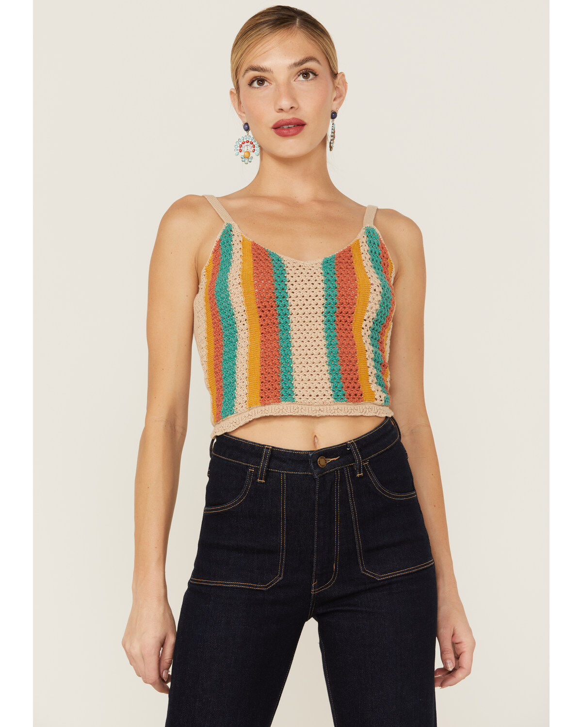 Women's Lush Multicolored Knit Stripe Sweater Tank