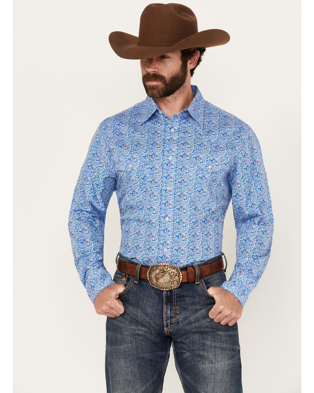 Men's Wrangler 20X Paisley Print Long Sleeve Snap Stretch Western Shir