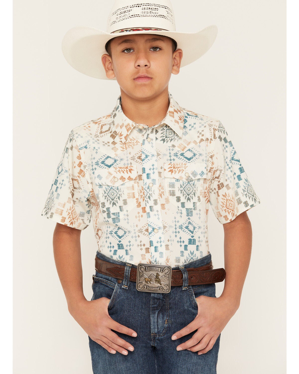 Boys' RANK 45 Everglades 2.0 Southwestern Print Short Sleeve Snap Str