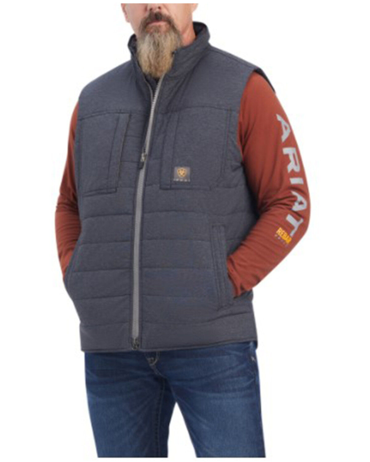 Men's Ariat Rebar Valiant Stretch Canvas Zip-Front Insulated Work Vest