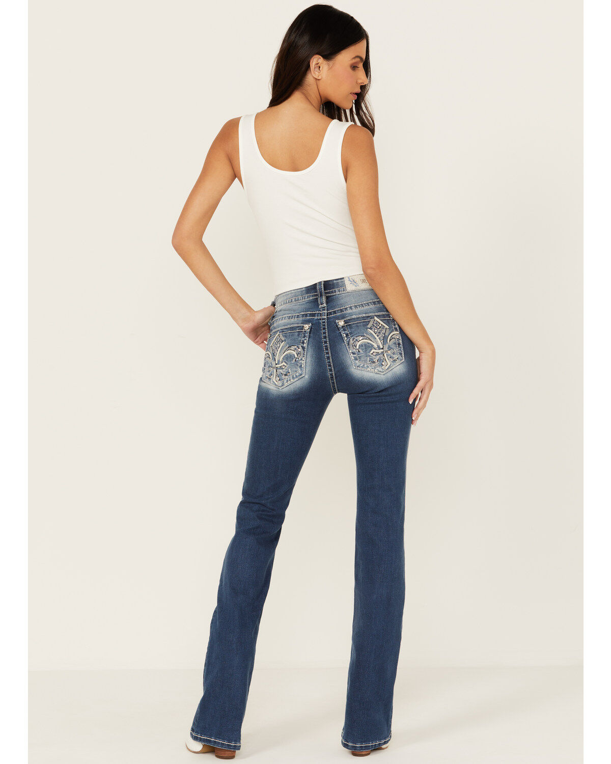 Women's Miss Me Dark Wash Mid Rise Stretch Bootcut Jeans