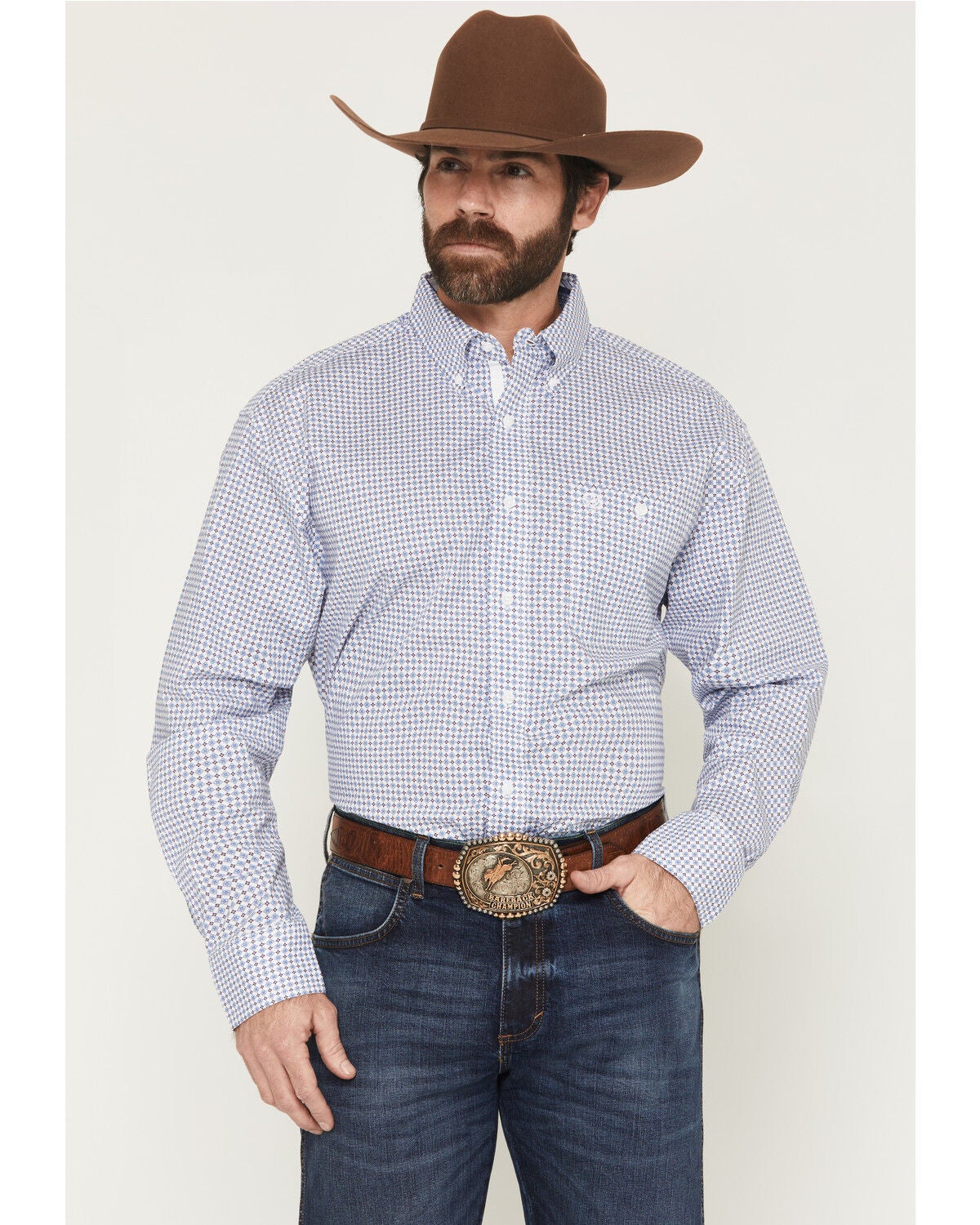 Men's Wrangler George Strait by Geo Print Long Sleeve Button-Down Stre