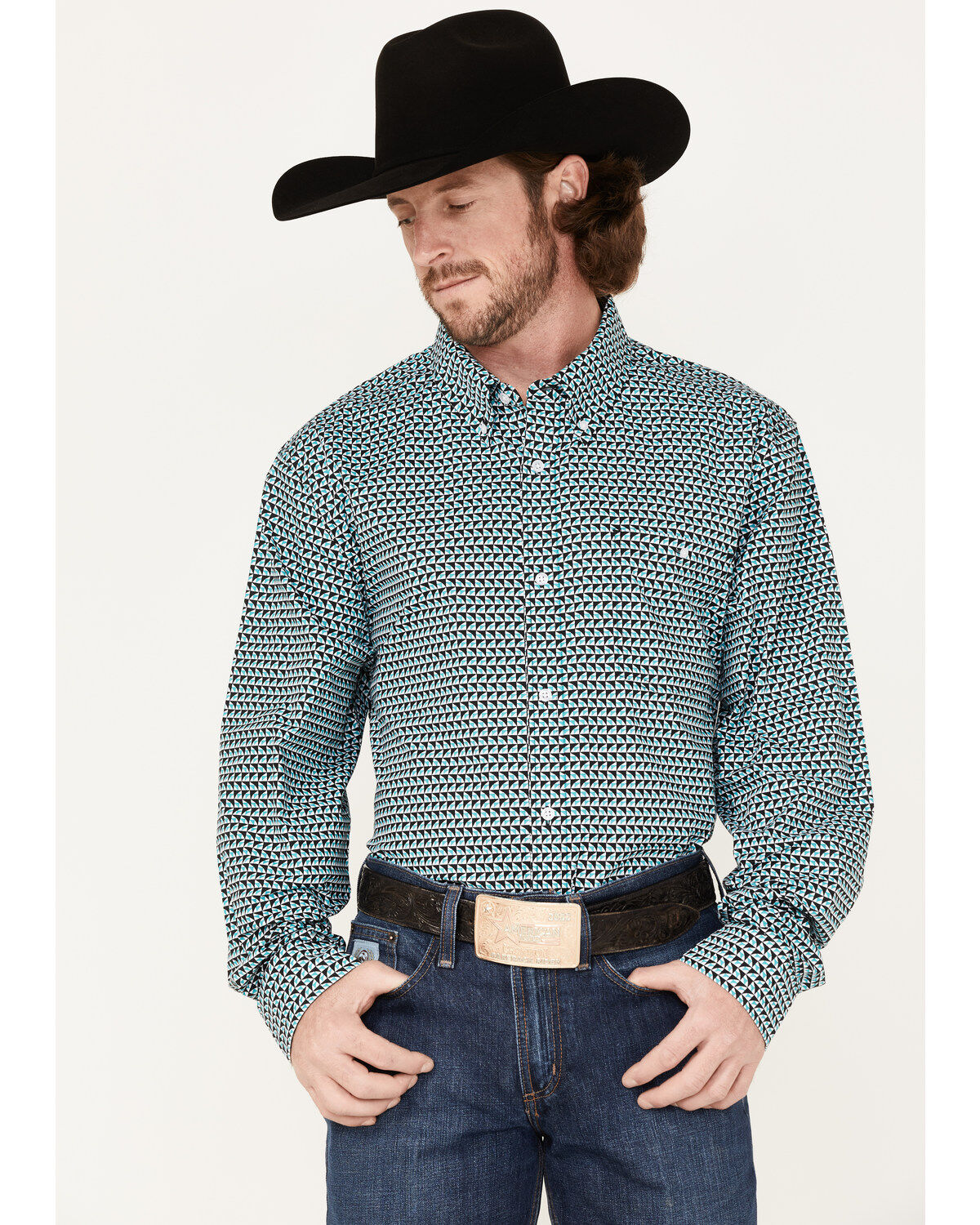 Men's RANK 45 Colt Geo Print Long Sleeve Button-Down Western Shirt