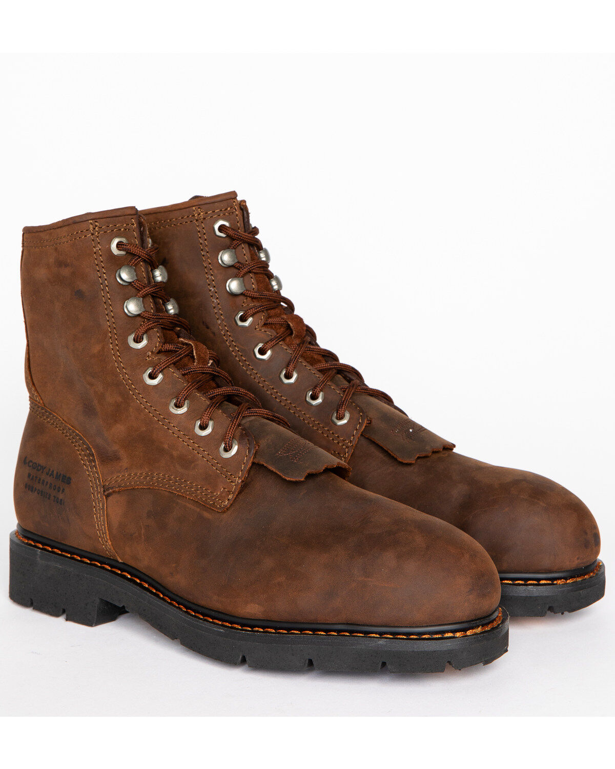 Men's Cody James 8" Mustang Lace-Up Kiltie Waterproof Work Boots - Com