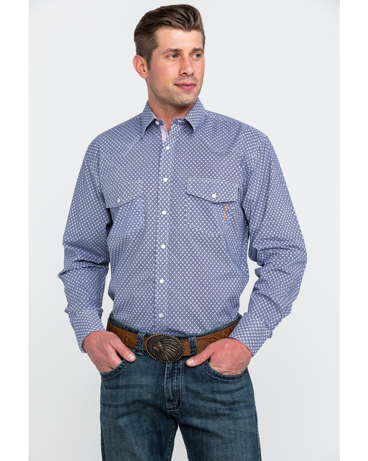 Men's Resistol Suffolk Geo Print Long Sleeve Western Shirt