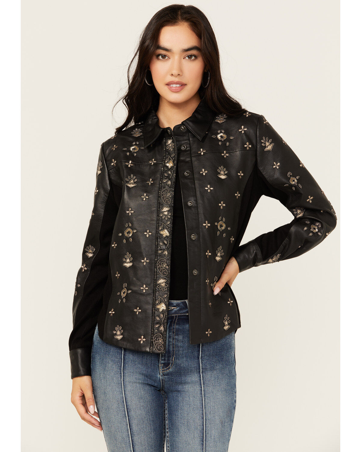 Women's Idyllwind Siers Embellished Leather Snap Shirt