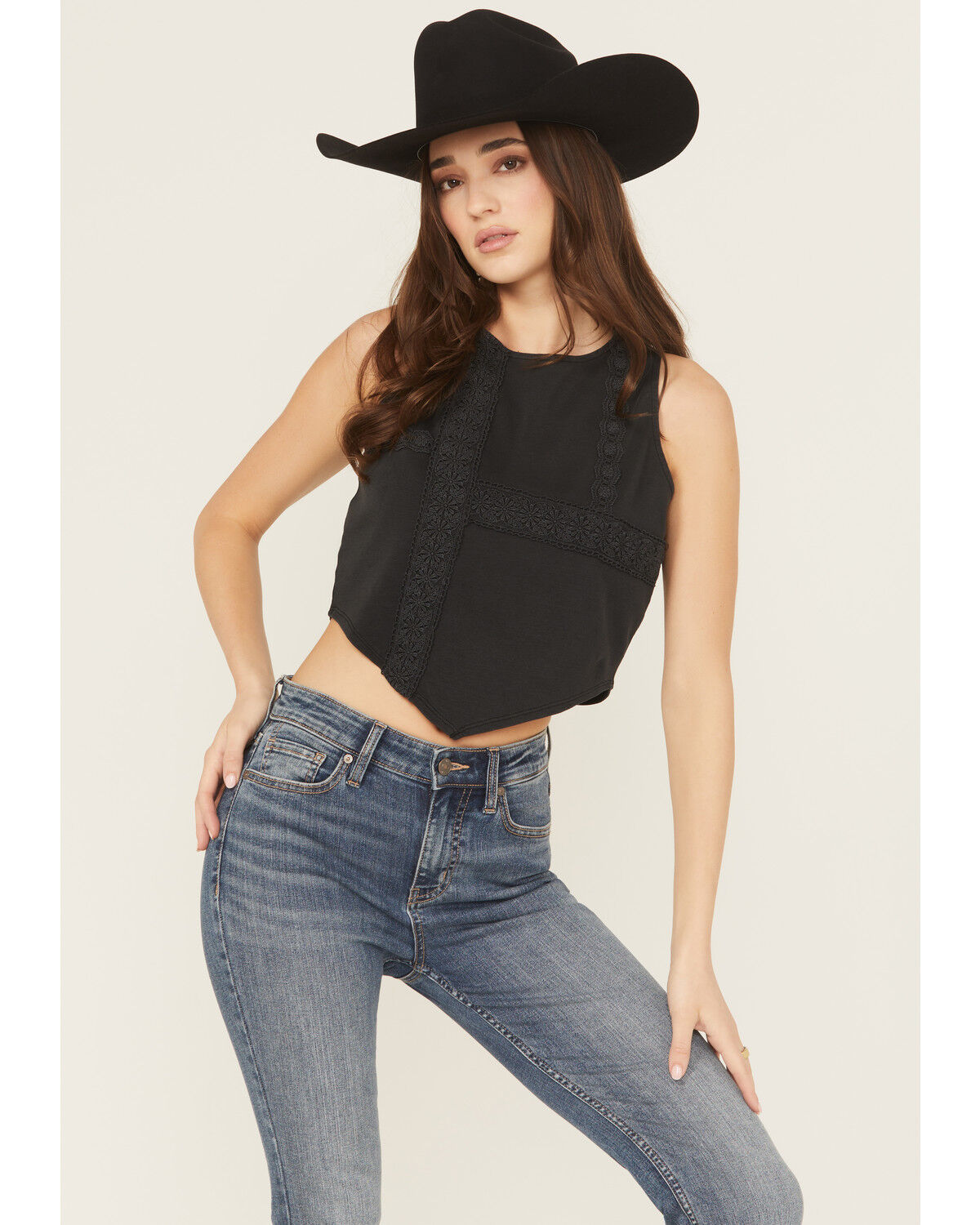 Women's Originality Solid Handkerchief Hem Tank Top