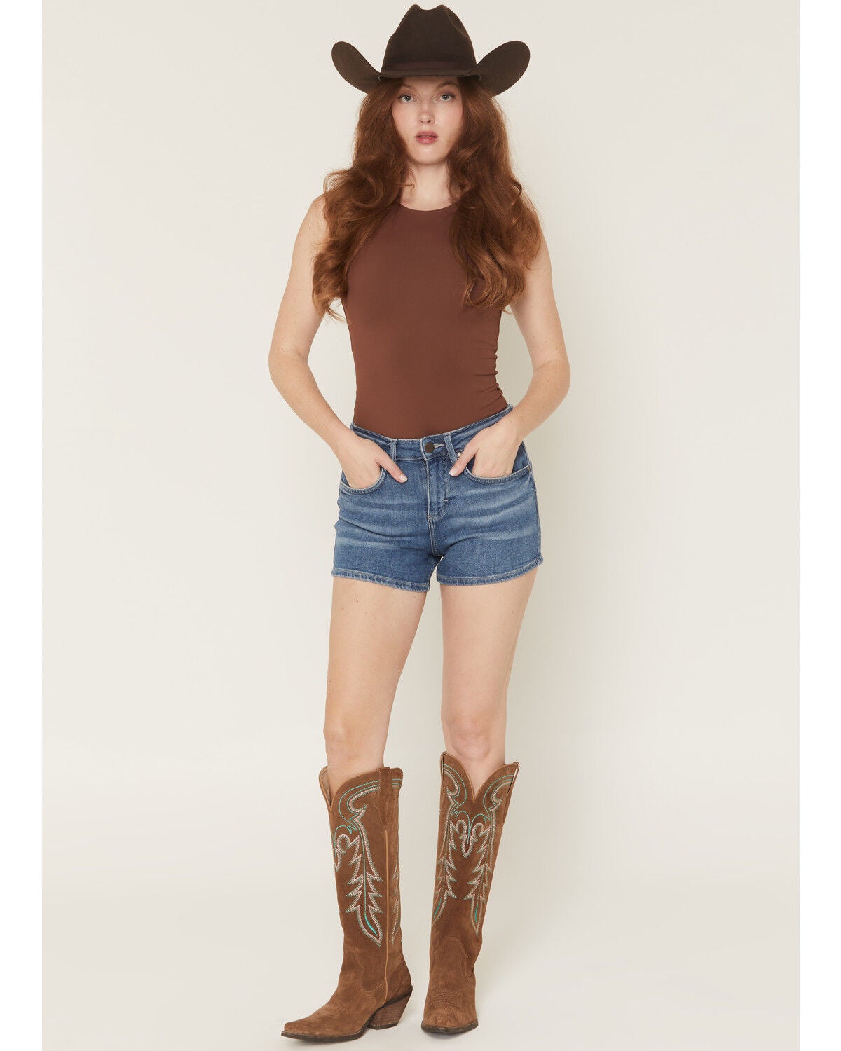 Women's Wrangler Medium Wash Mid Rise May Stretch Denim Shorts