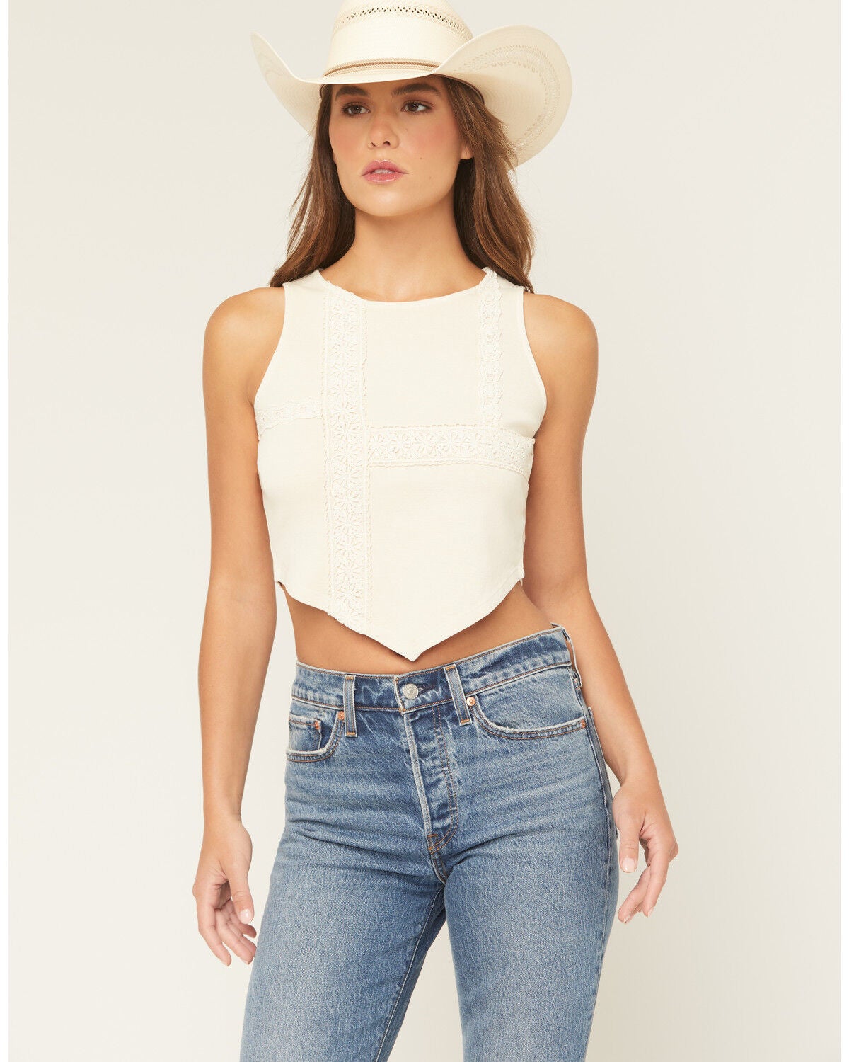 Women's Originality Solid Handkerchief Hem Tank Top