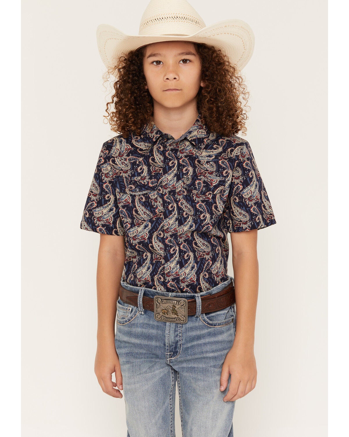 Boys' Cody James Easy Livin Paisley Print Short Sleeve Snap Western Sh
