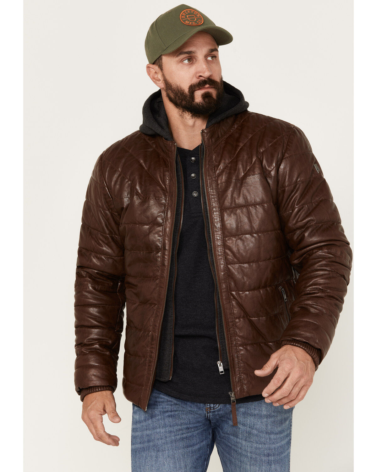 Men's Mauritius Leather Puffer Jacket