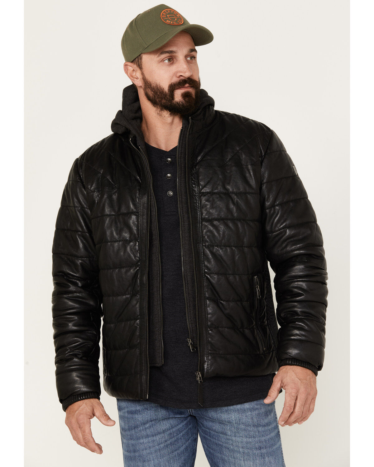 Men's Mauritius Leather Puffer Jacket
