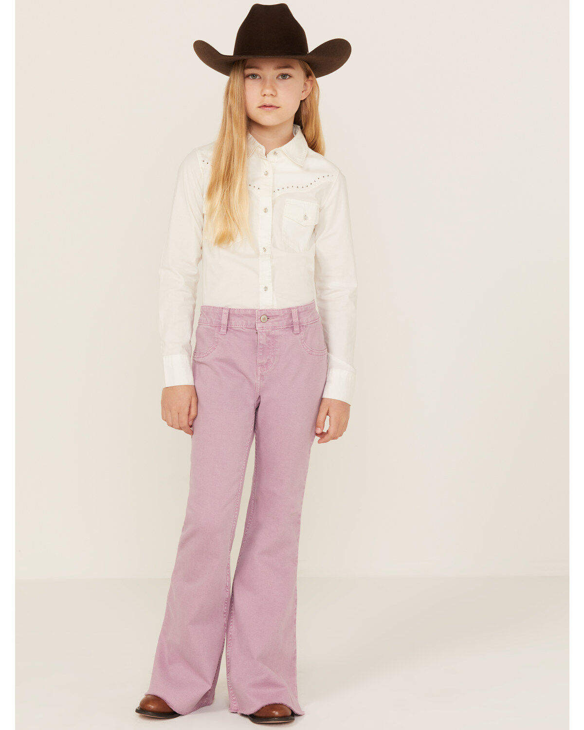 Girls' Shyanne Super Flare Distressed Hem Stretch Jeans