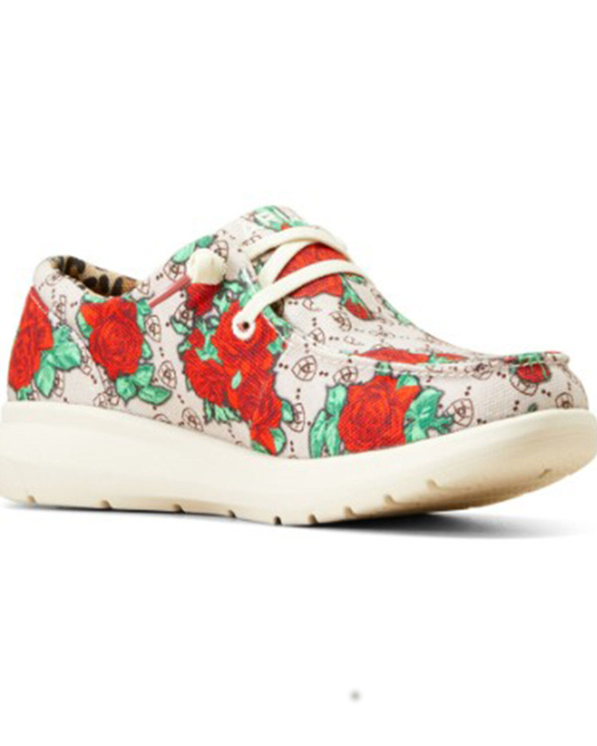 Women's Ariat Hilo Rose Logo Print Casual Shoes - Moc Toe
