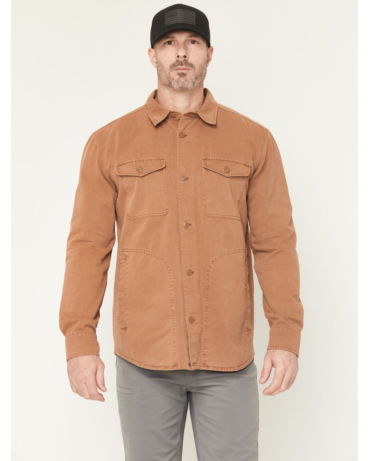 Men's Hawx Sal Twill Solid Button-Down Work Shirt Jacket