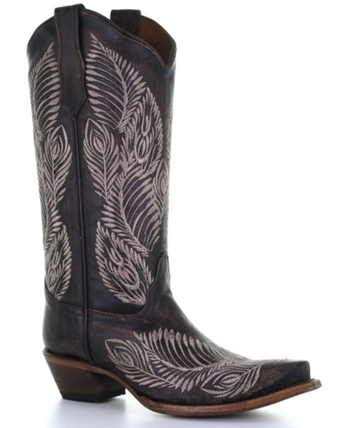 Women's Circle G Feather Embroidery Western Boots - Snip Toe