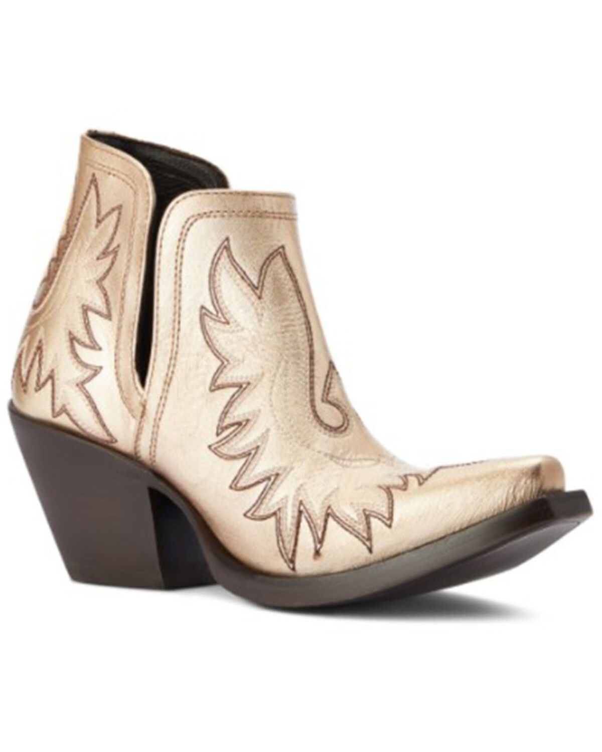 Women's Ariat Dixon Gold Buckle Western Booties - Snip Toe