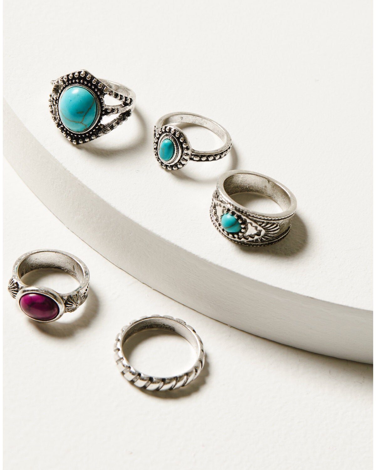 Women's Silver Idyllwind Killean & Turquoise 5-Piece Ring Set