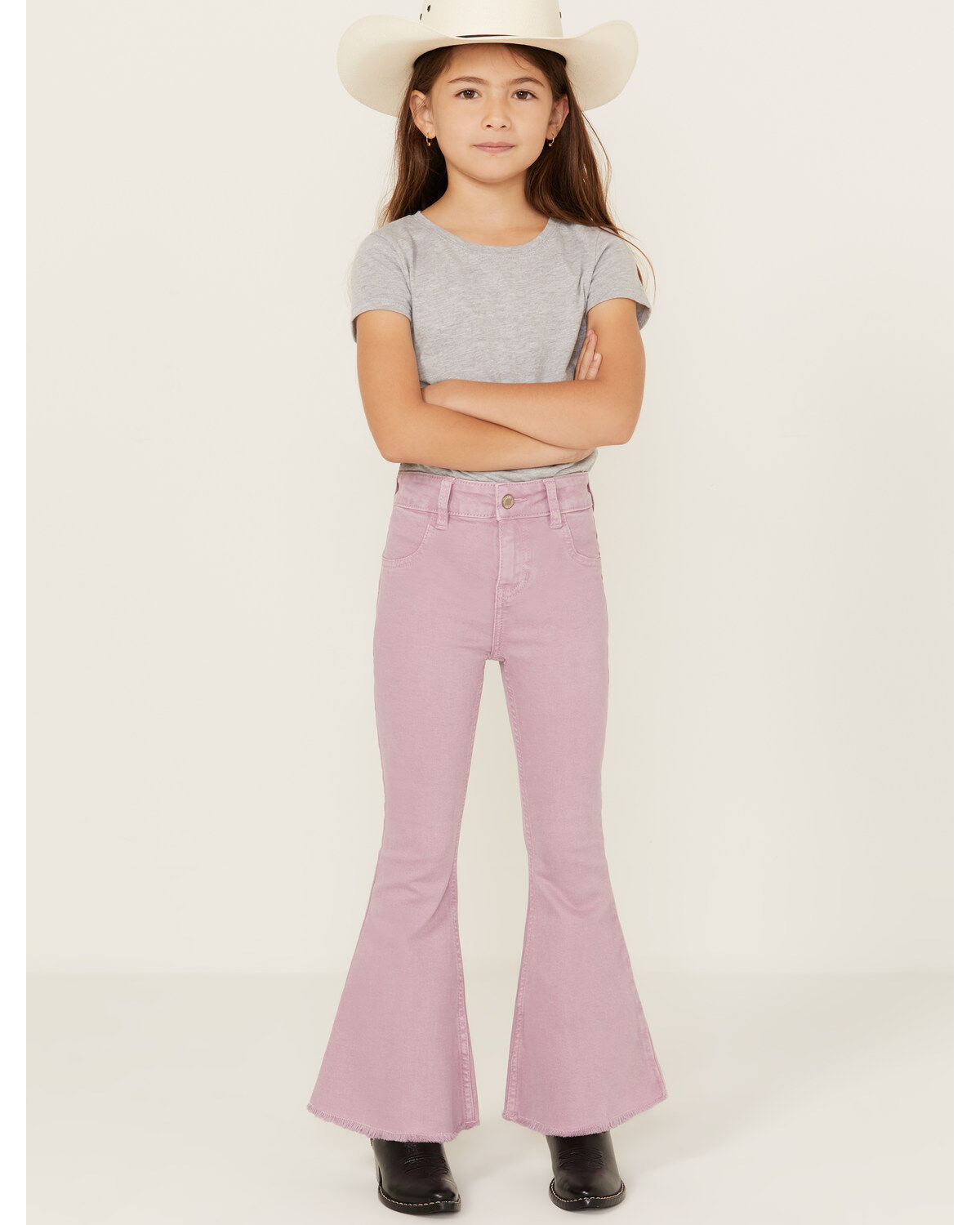 Girls' Shyanne Little Super Flare Distressed Hem Stretch Jeans