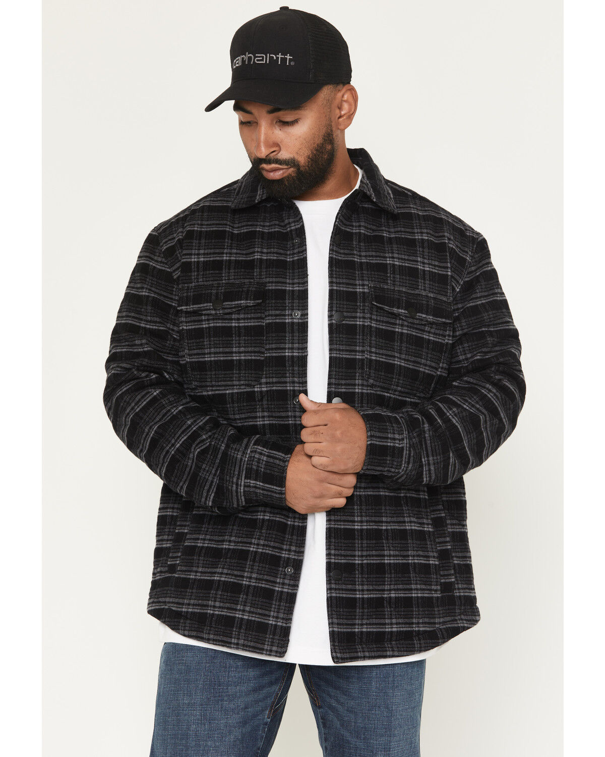 Men's Hawx Harvester Plaid Print Quilted Snap Jacket