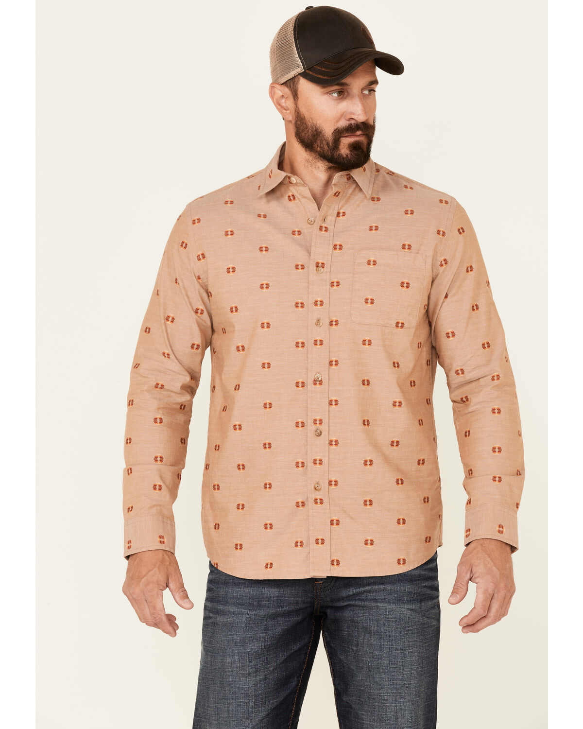 Men's Pendleton All-Over Dobby Chambray Long Sleeve Button Down Wester