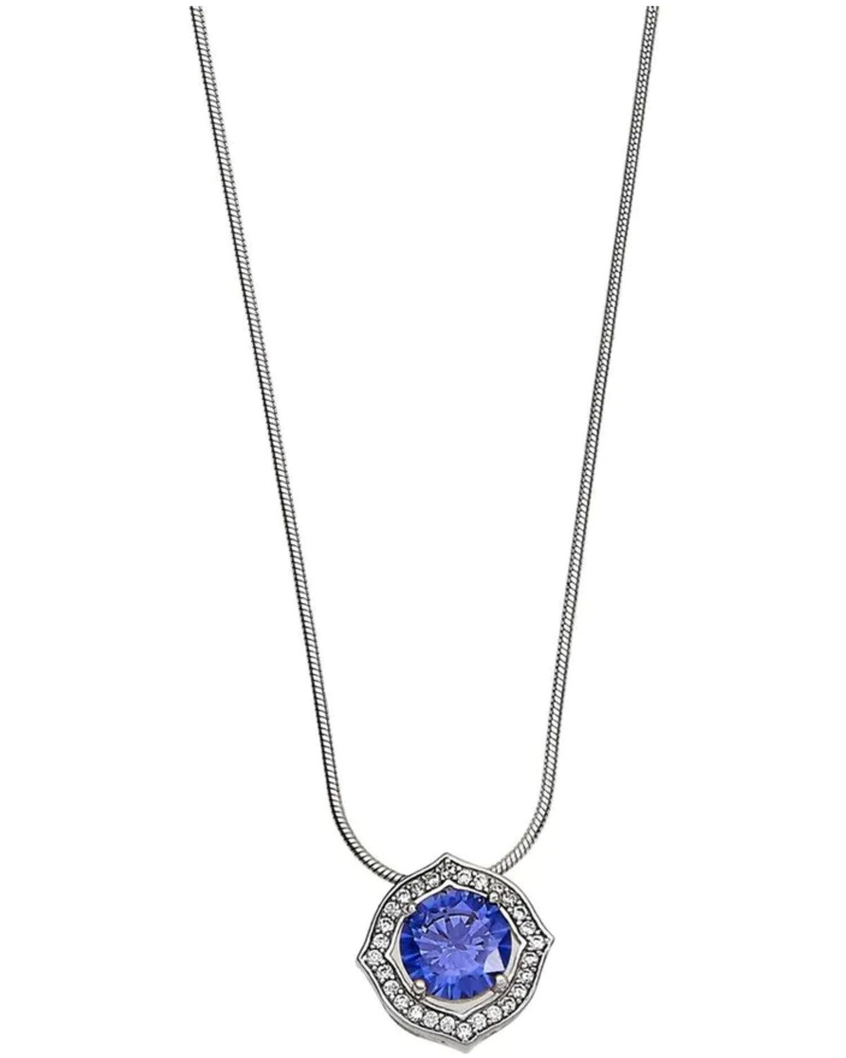 Women's Kelly Herd Blue Square Bezel Set Pendant Necklace