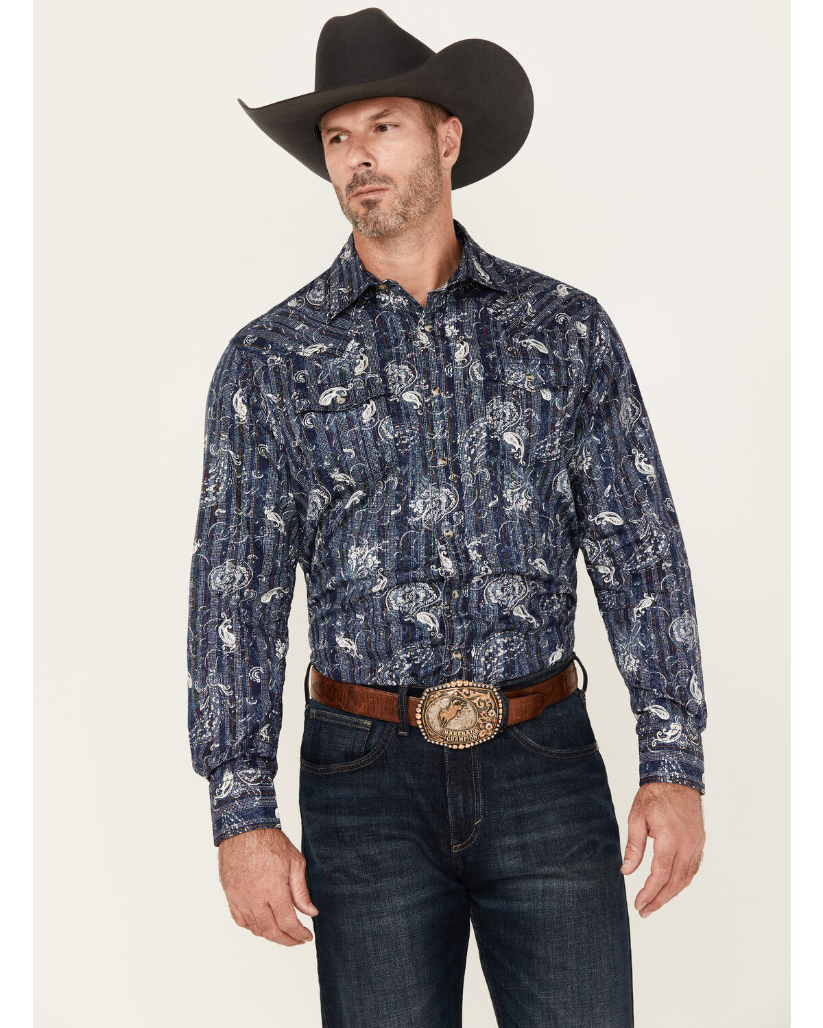 Men's Wrangler Retro Paisley Print Long Sleeve Snap Western Shirt