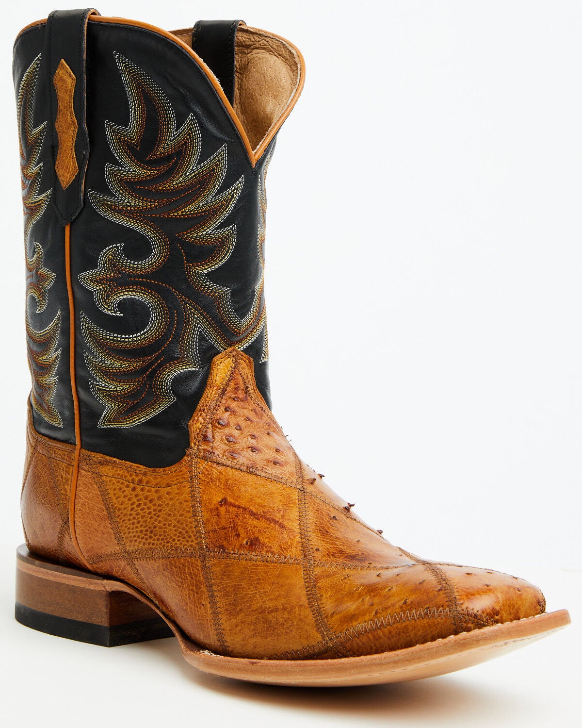Men's Cody James Exotic Ostrich Patchwork Western Boots - Broad Square