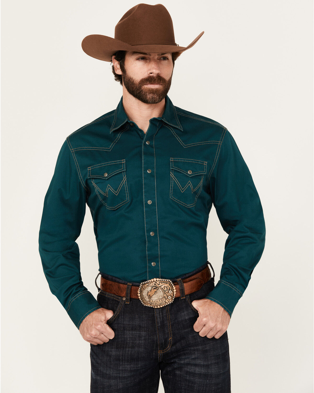 Men's Wrangler Retro Solid Long Sleeve Snap Western Shirt