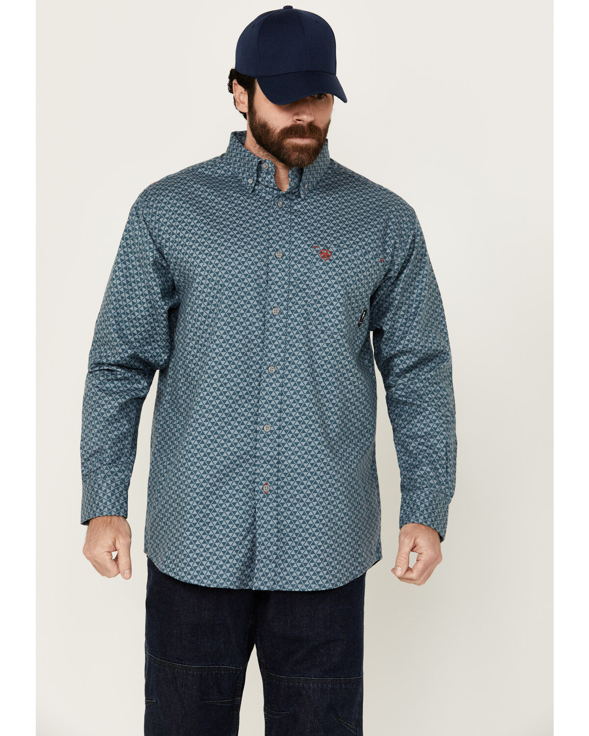 Men's Ariat FR Appalachia Geo Print Long Sleeve Button-Down Stretch Wo